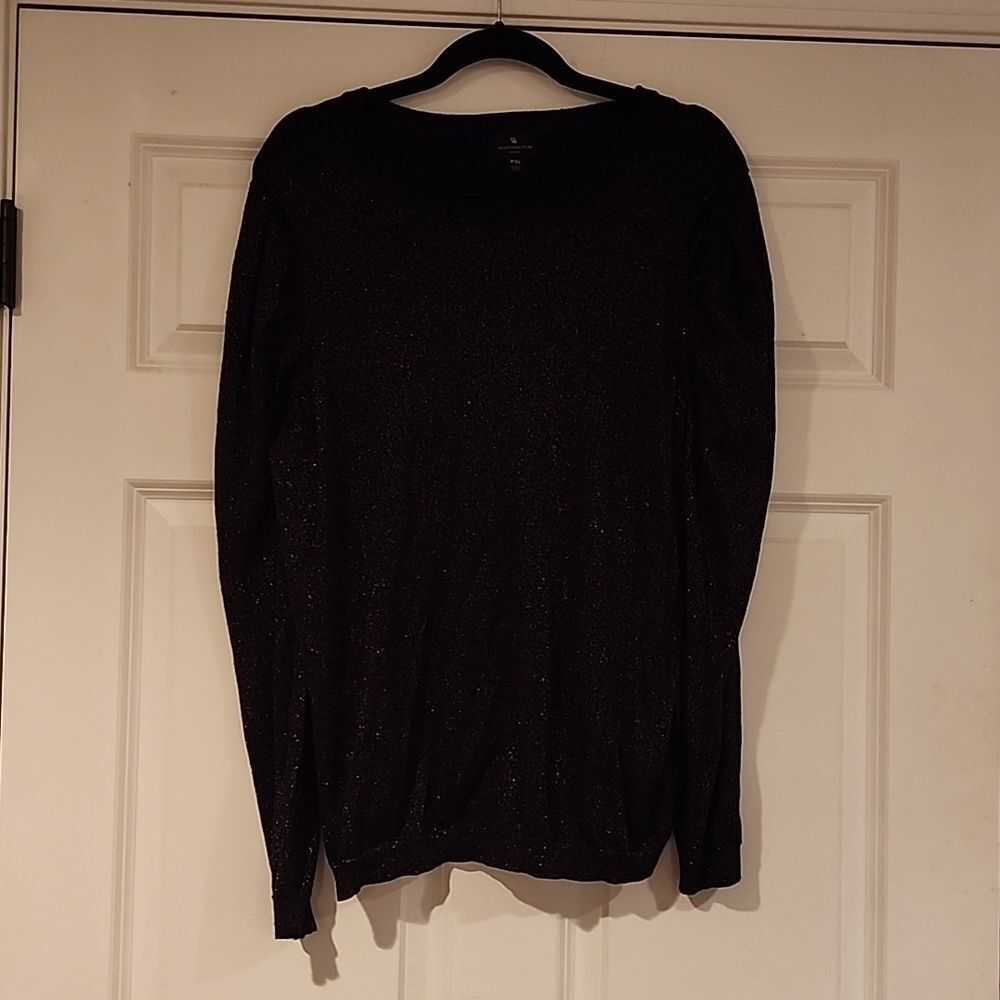 Worthington black sparkle long sleeve top